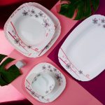 سرویس غذا خوری 25 پارچه اوپال هومیت طرح ماریا بنفش مربع