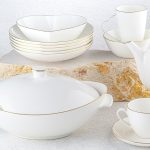 سرویس 27 پارچه چینی استخوانی طرح خط طلا گرد