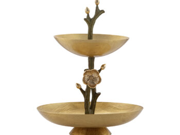 شیرینی خوری 2 طبقه کوچک برنج گرین گلد آنمون 15807