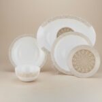 سرویس 25 پارچه اوپال هومیت طرح ورساچه نسکافه ای